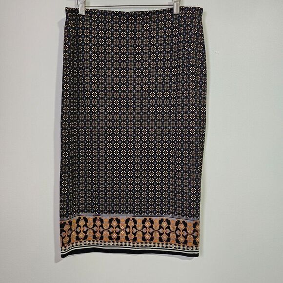 NWT MAX STUDIO MEDALLION PRINT BOHO PENCIL MIDI SKIRT SIZE L - Picture 3 of 13